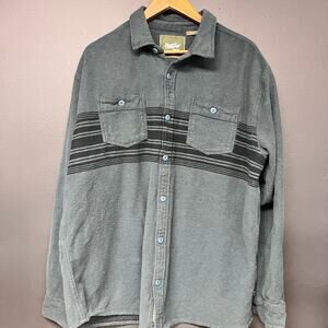 Men's XL Howler Brothers Rodanthe Flannel Shirt Elbow Patch Pocket Stripe Petrol